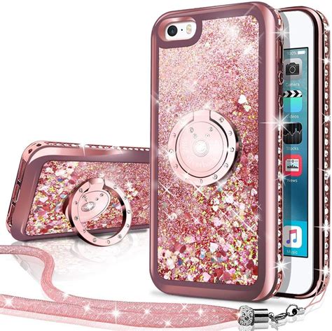 5s Or Se Cell Phone Case Bling Clear Rhinestones Light Pink Iphone 5 Phone Cases Electronics