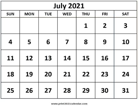 Print a calendar for july 2021 quickly and easily. Print July 2021 Calendar