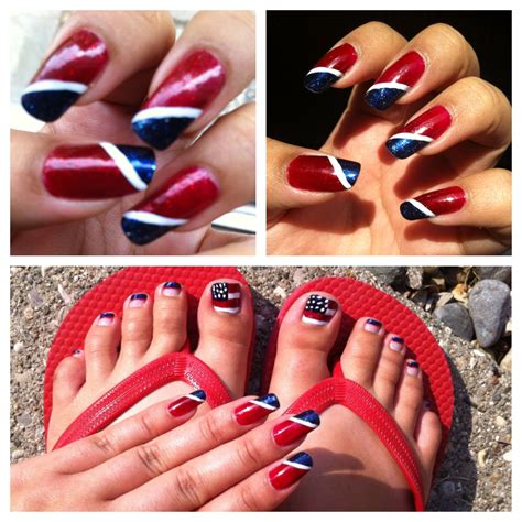 Red White And Blue Fourth Of July Nail Art Blue Nail Art Blue Nail