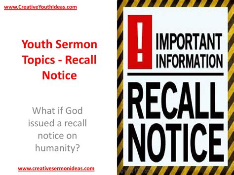 Youth Sermon Topics Recall Notice By Ken Sapp Issuu