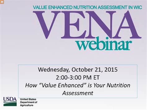 Department of agriculture, agricultural research service. How Value Enhanced is Your Nutrition Assessment | WIC ...