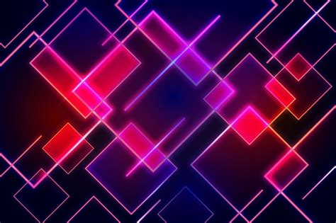 Geometric Shapes And Neon Lights Background Free Vector All In One Photos