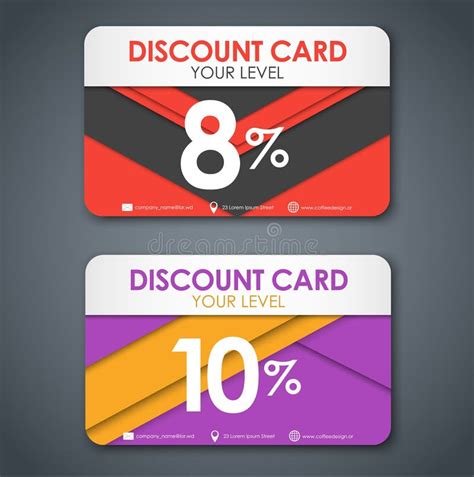 Discount Cards In Style Of Material Design Stock Vector Illustration