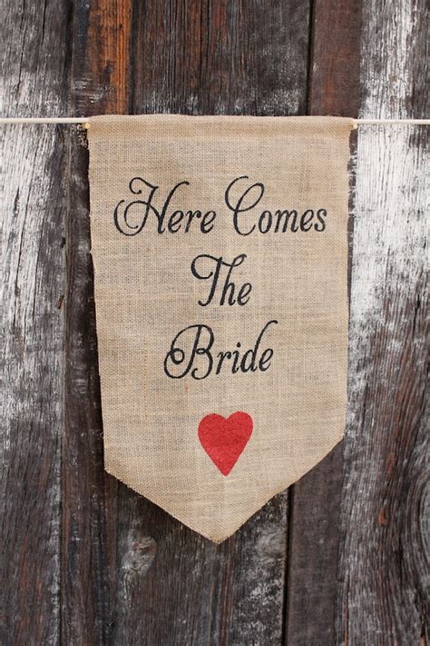 Here Comes The Bride Burlap Banner Wedding Sign By Butterflyabove