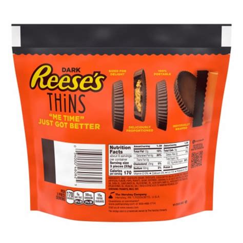 reese s thins dark chocolate peanut butter cups candy share pack 1 pk 7 37 oz fry s food stores