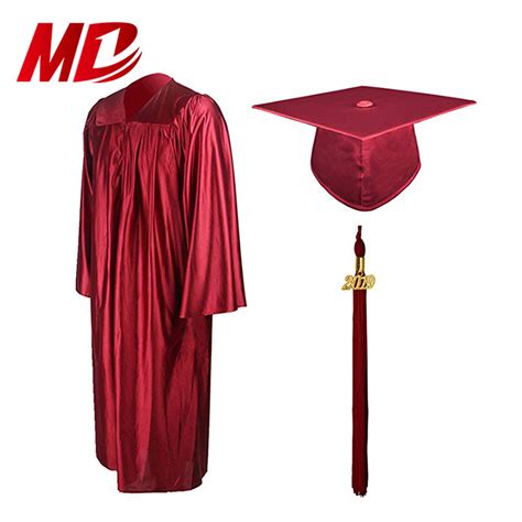 Promotion Shiny Pink High School Graduation Cap Gown China Graduation