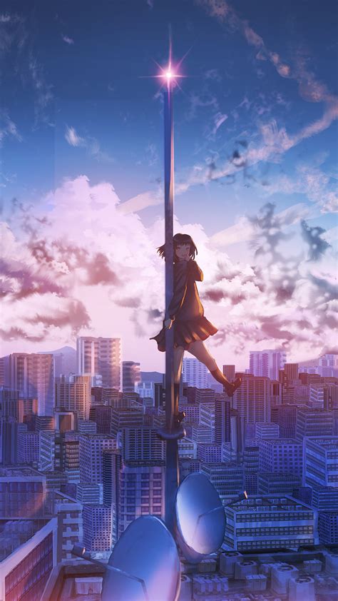 2160x3840 Anime Girl City Building Height 4k Sony Xperia Xxzz5