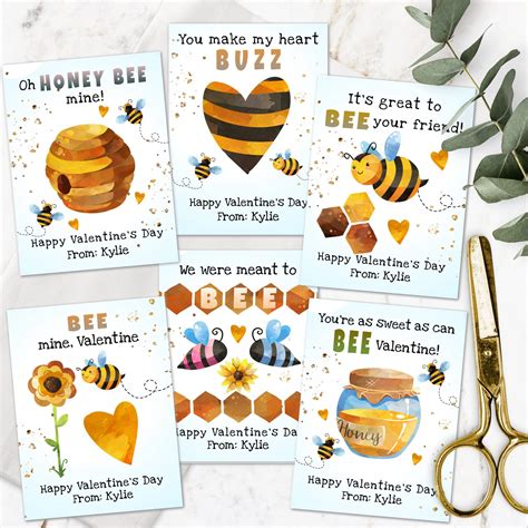 Bee Valentines Day Card Template Honey Bee Valentine Card For Etsy