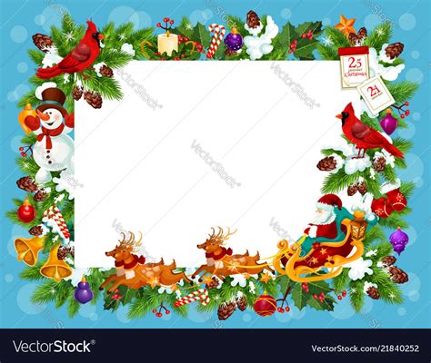 Frame For Christmas Greeting Card With Blank Space
