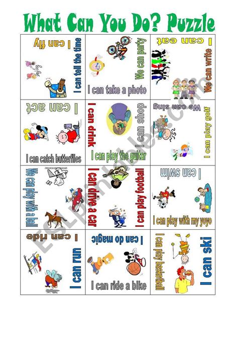 What Can You Do Puzzle Esl Worksheet By Mulle