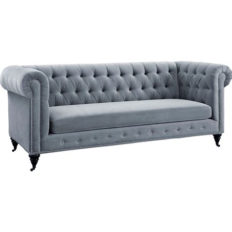 Tov Furniture Hanny Velvet Sofa Grey Sportique