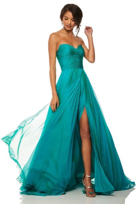 Sherri Hill 52840 Strapless Sweetheart Pleated Chiffon Gown In 2020