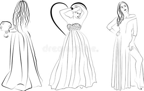 Three Girls In Long Dresses Stock Illustration Illustration Of Bride