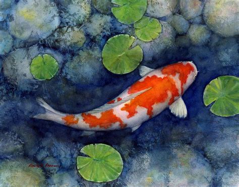 Koi Pond By Hailey E Herrera Koi Painting Koi Watercolor Koi Art