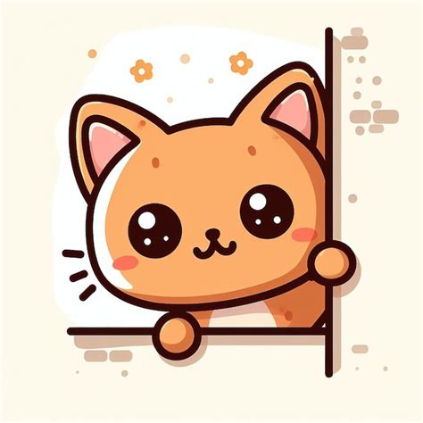 Premium Vector Funny Pussy Kitty Cat Character In Kawaii Cartoon Style