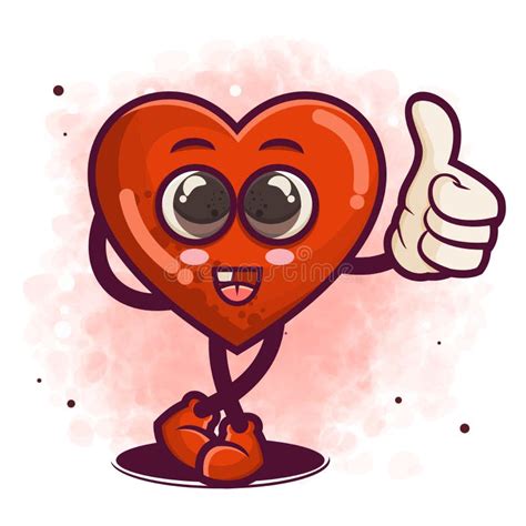 Hand Drawn Red Heart Or Love Symbol Cartoon Character Illustration
