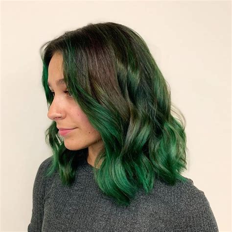 I hope it works out, as i'd love to try it. Forest Green Dip | Green hair ombre, Dip dye hair, Real ...