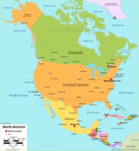 Printable Map Of North America