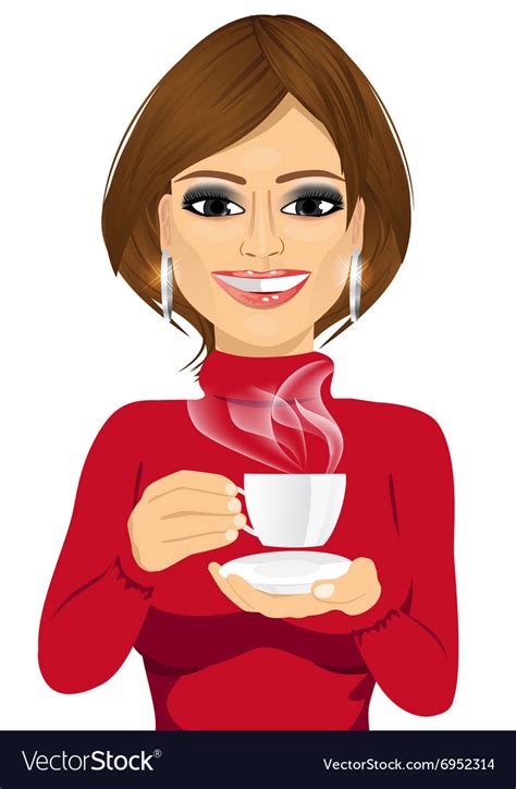 Attractive Young Woman Drinking Coffee Royalty Free Vector Ec2