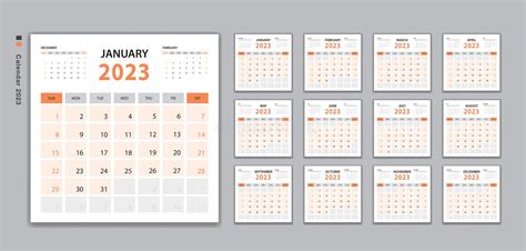 Calendar 2023 Template Vector Desk Calendar 2023 Design Wall Calendar
