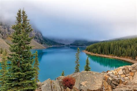 Misty Lake In Banff National Park Canada Wallpapers And Images