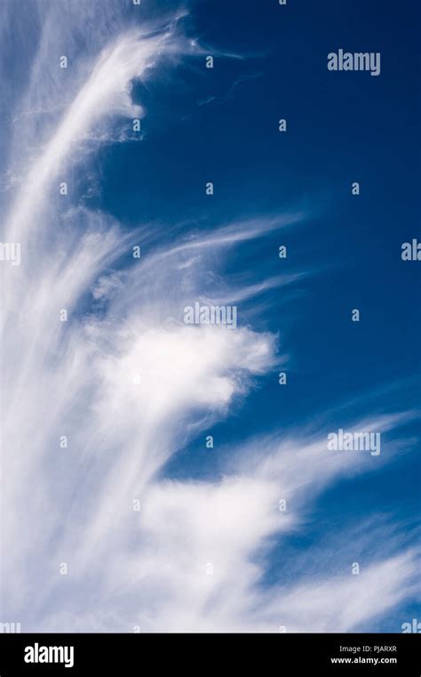 Sky Blue White Cirrus Clouds Sunny Day Afternoon Hi Res Stock