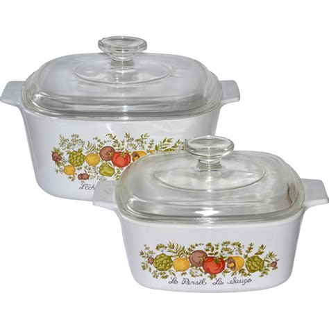 Range, oven and microwave safe. 1970s Corning Ware ~ 3 QT & 1.5 QT Spice of Life Covered ...