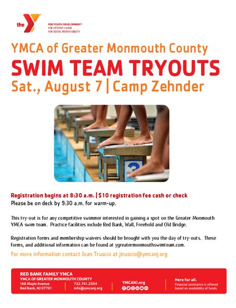 Swim Team Tryouts Ymca Of Greater Monmouth County