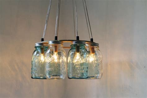 Modern Country Mason Jar Chandelier Upcycled Hanging By Bootsngus 275