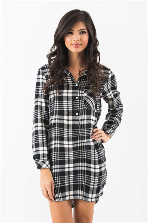 anna black plaid flannel shirt dress casual and versatile fall winter outfit