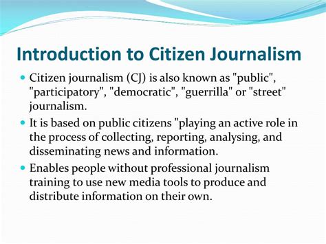 Ppt Citizen Journalism Powerpoint Presentation Free Download Id