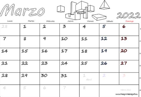 Calendario Marzo 2022 Para Imprimir Imprimir El Pdf Gratis