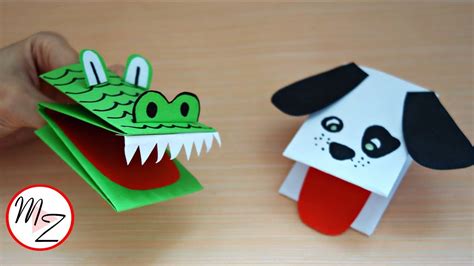 How To Make A Hand Puppet From One Sheet Of Paper Animal Hand Puppets