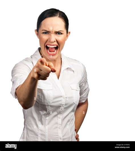 An Isolated Portrait Of An Angry Business Woman Or Boss Screaming And