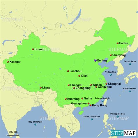 Stepmap China Major Cities Landkarte Für China