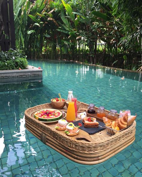 A floating breakfast in Bali at the Ritz Carlton! #floatingbreakfast..#