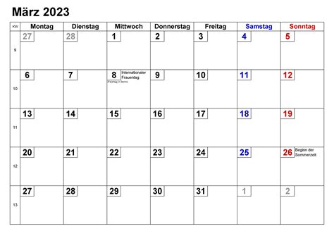 Kalender März 2023 Zum Ausdrucken Notizen Docalendario