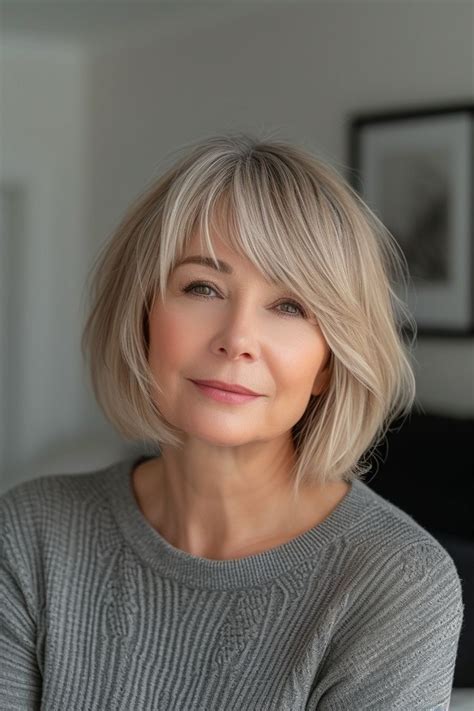 7 Short Bob And Bangs Combos For A Timeless Beauty Over 60 In 2024 Chin Length Haircuts Chin