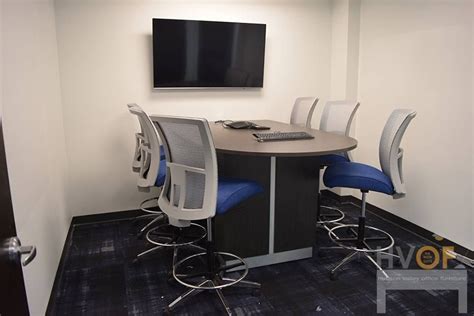 Office Design Small Conference Room Modern Office Curved Table Blue