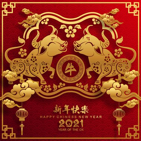 2021 chinese new year falls on february 12th, 2021 and it's the year of ox. Chinese new year 2021 year of the ox, asian background ...
