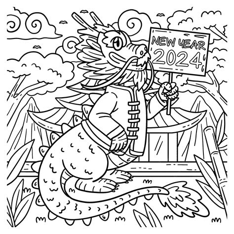 Premium Vector | A cute and funny coloring page of a Dragon in a