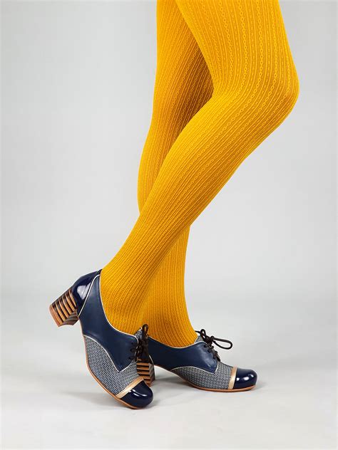 Fine Cable Tights Mustard - ladies vintage retro 60s - 70s style - Mod ...