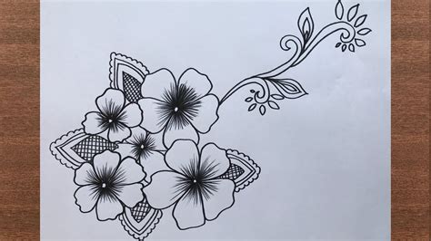 How To Draw Floral Flower Design For Beginners Step By Step Easy