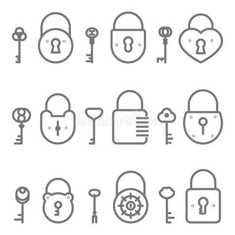 Keyhole Key Icons Vintage Keys And Keyholes Signs For Logo Stock