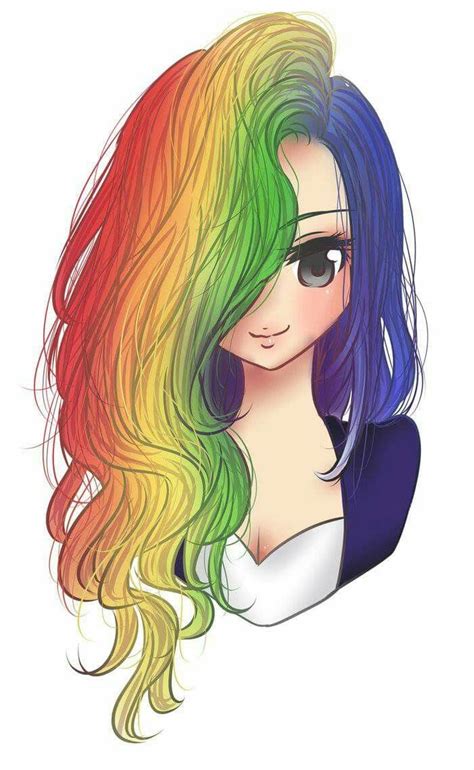 Rainbow Anime Girl Rainbow Anime Girl In 2019 Rainbow Hair