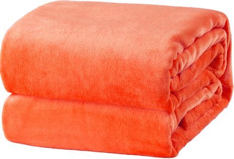 Bedsure Flannel Fleece Throw Blankets Orange Single Size Super Soft