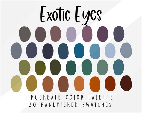 Exotic Eye Color Palette For Procreate Portrait Color Etsy Denmark