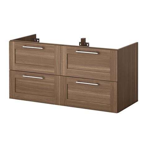 Base cabinet with doors and drawer. GODMORGON Sink cabinet with 4 drawers - walnut, 120x47x58 ...