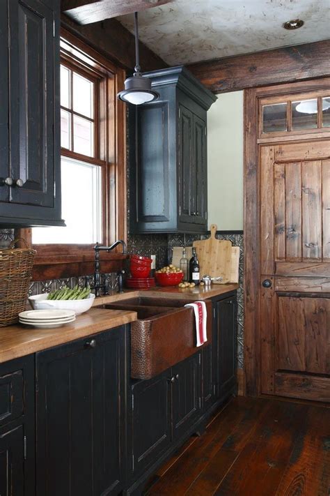 Blue is a great color to build into your kitchen design. Image result for rustic kitchen blue cabinets I LOVE this combination of warm wood t… | Rustic ...