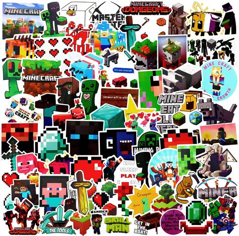 Pack Of 100 Minecraft Sticker Pack Car Stickers Minecraft Sticker Bomb
